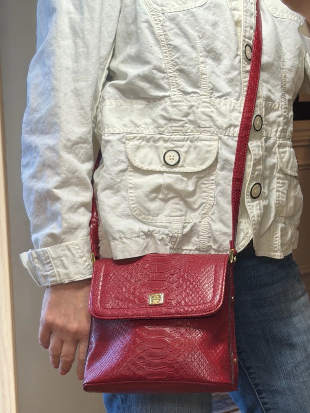 Liz Claiborne Vintage Y2K Statement Red Python Crossbody (NWOT)